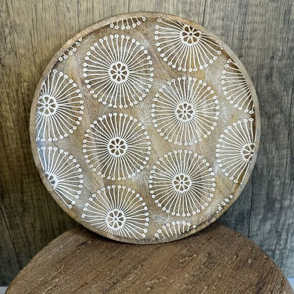 Rustic Candle Plate Mango Wood Plate Home Decor NEW FAST SHIP - Picture 1 of 4